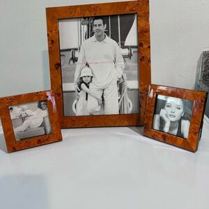 RARE Saks Exclusive Frank McIntosh Burl Wood Picture 3 Frames Original Saks Box
